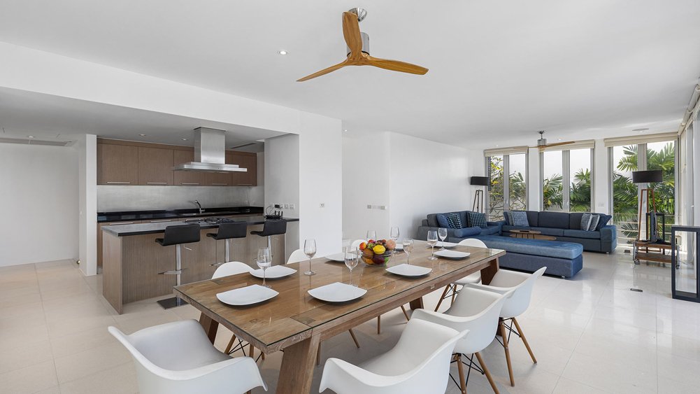 Elite Havens - Villa Napalai - Private 4-bedroom Modern Hilltop Retreat Overlooking Surin Beach - Spacious living and dining area